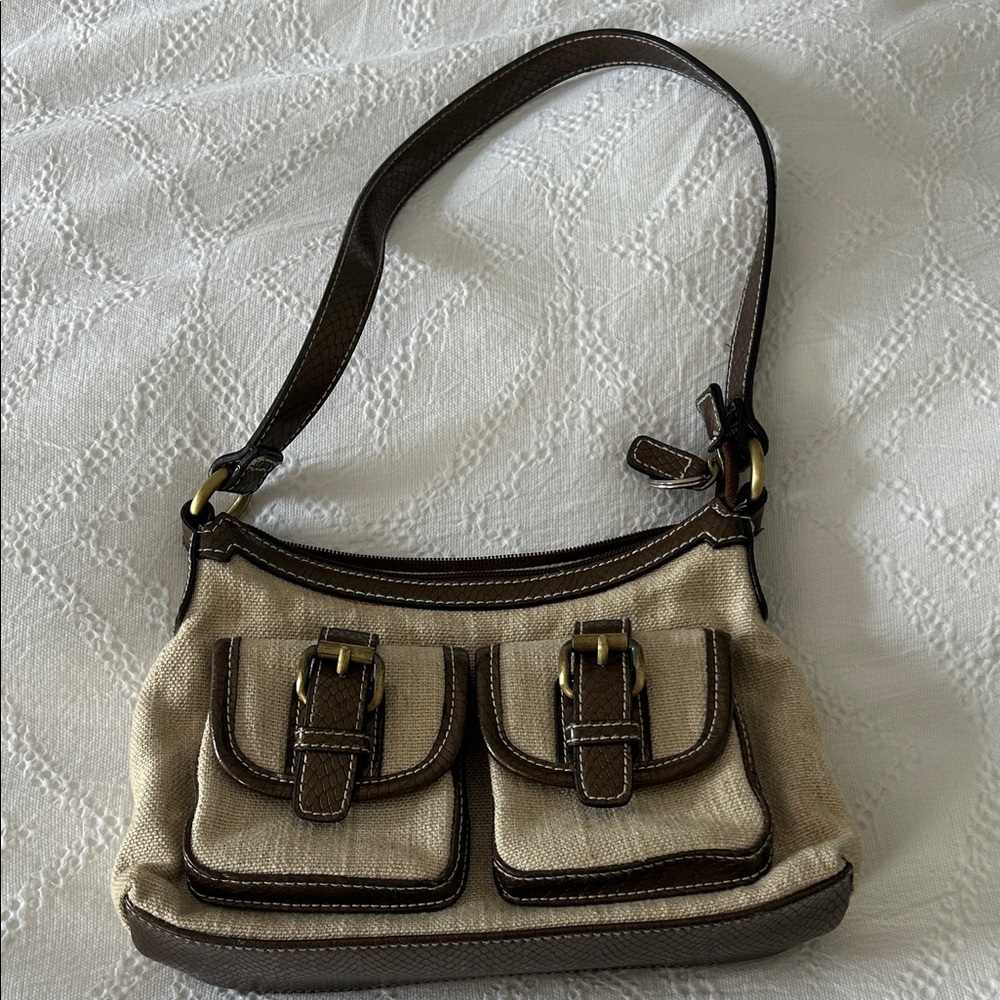 Elegant Beige and Brown Women's Shoulder Bag